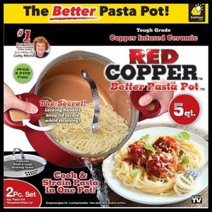 Red Copper 5-Qt. Pasta Pot w/ Lid